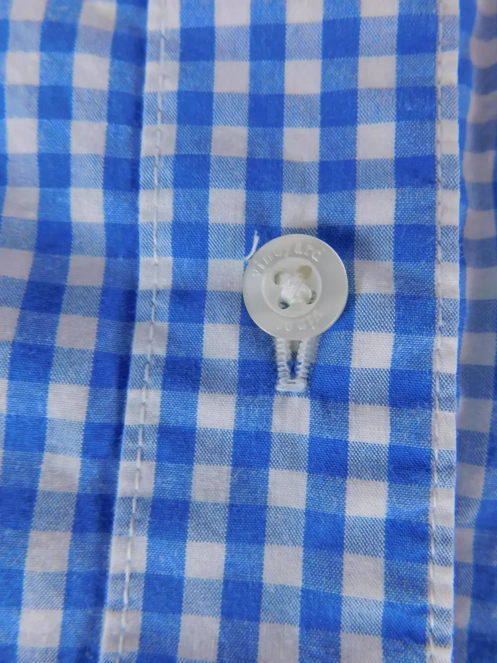 Vineyard Vines Shirt Boys 12 Blue Gingham Long Sleeve Button Down Logo